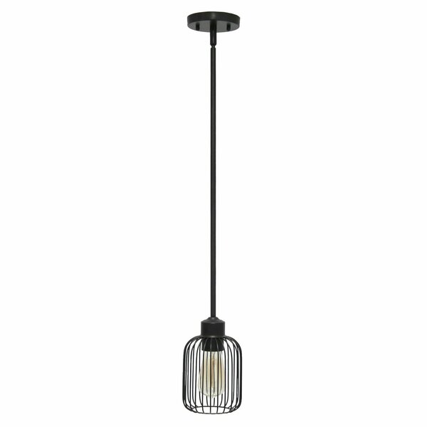 Lalia Home 7in Ironhouse One Light Hanging Metal Caged Mini Pendant Ceiling Light Fixture, Black LHP-3018-BK